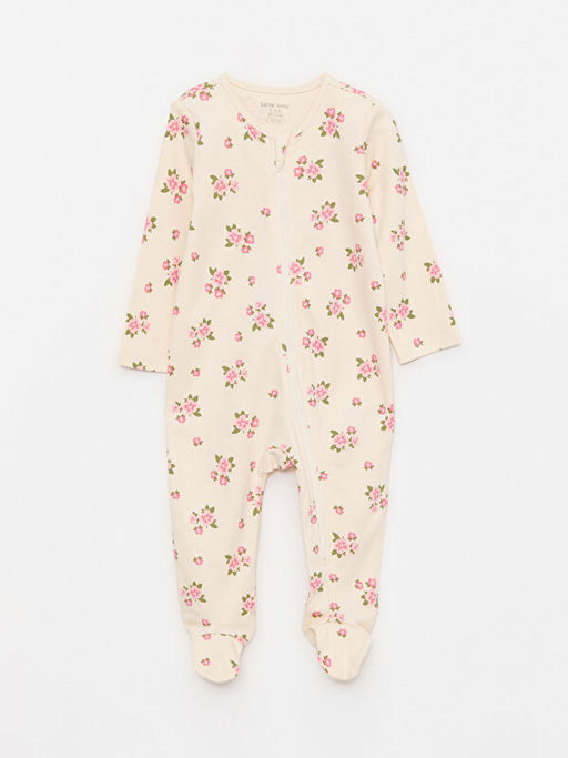 Bisiklet Yaka Uzun Kollu Bask?l? Pamuklu K?z Bebek Tulum 2li - Waikiki фото 2