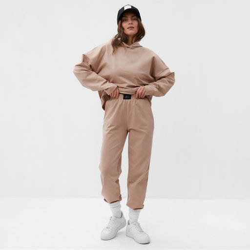 Костюм спортивный спортивный женский: толстовка, брюки, MIST, размер 40-42, бежевый