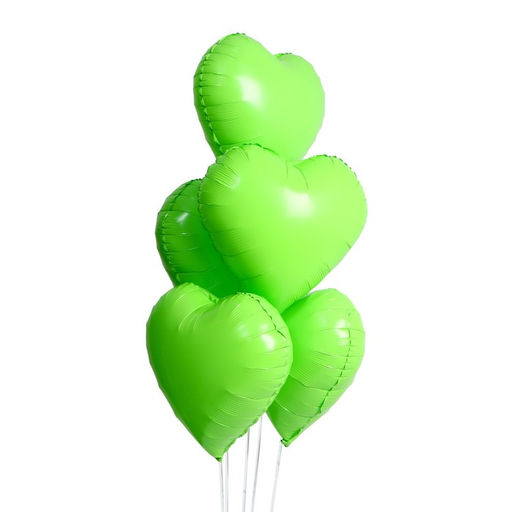 Цена за 5 шт. Воздушный шар полимерный 18" «Сердце неон»