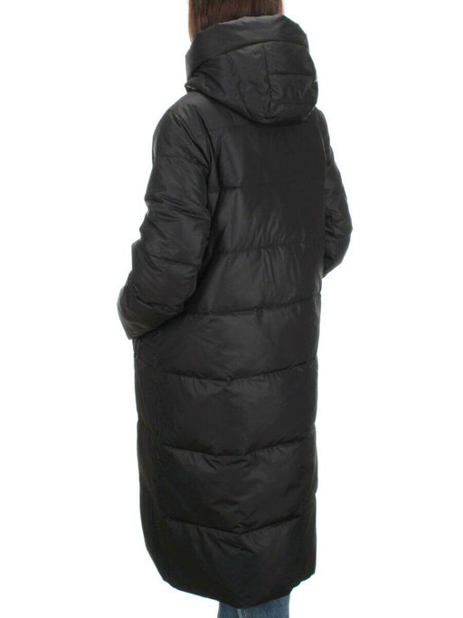 H-2209 BLACK Пальто зимнее женское (200 гр .холлофайбер) - Фабричный китай фото 4