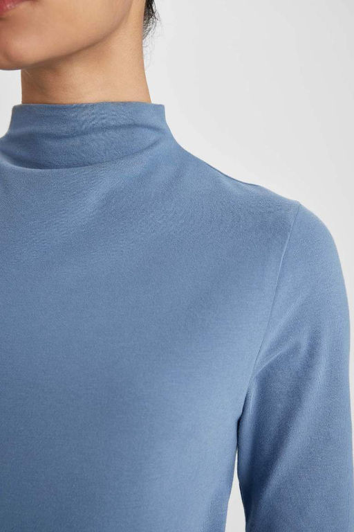 DeFactoFit Футболка узкого кроя с высоким воротником и длинными рукавами  фото 9