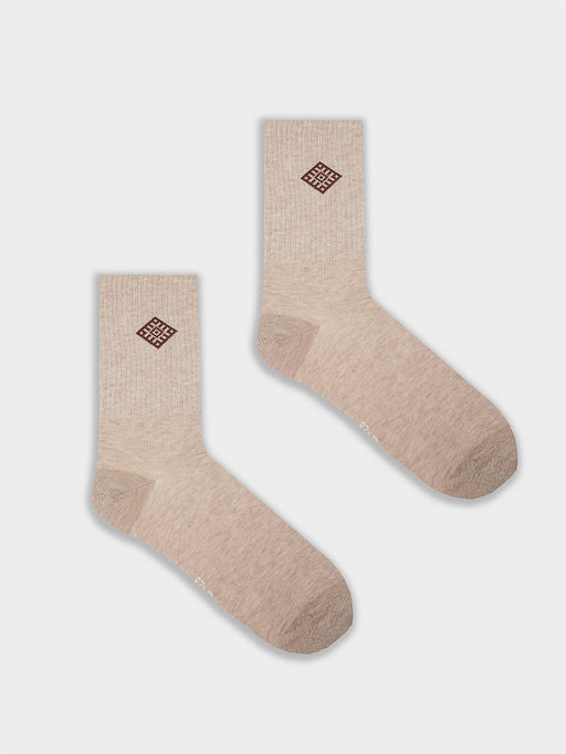 Цена за 5 пар! Носки унисекс бежевые с рисунком в виде орнамента - Mark formelle фото 2