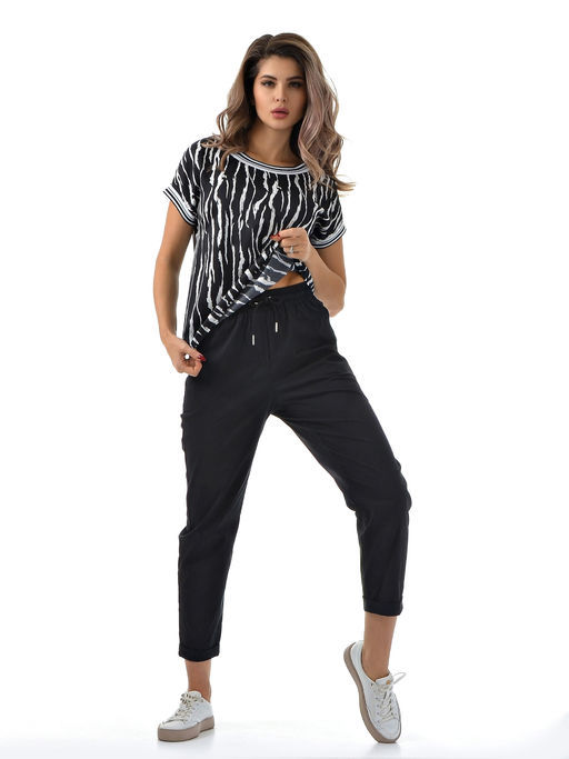 Хлопковые комфортные брюки резинка по поясу цвет ТЕМНО-СИНИЙ - А+б коллекция фото 2