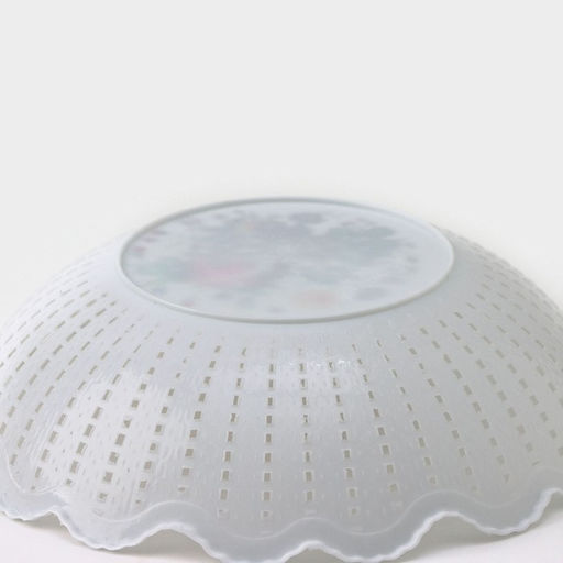 Цена за 3 шт. Ваза для хлеба и фруктов «Вязание», 18×4.5 см, рисунок МИКС, белая