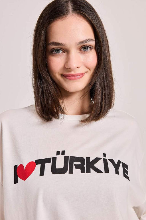 Футболка Cool Oversize с короткими рукавами и принтом - Defacto фото 6