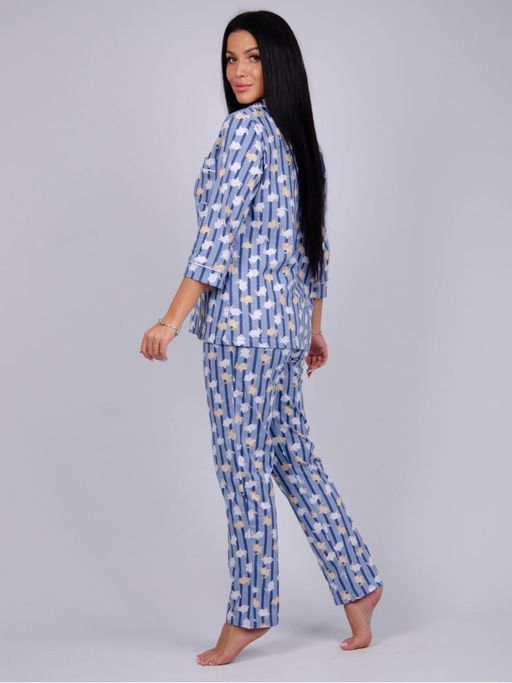 Пижама, домашний костюм ДК-515-зайцы голубой - Ihomelux фото 4