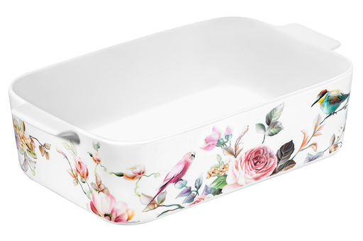 Блюдо д/запекания и сервировки 2,1 л 29,5*18*8,5 см Певчие птички с крышкой, фарфор NEW BONE CHINA - Elan gallery фото 7