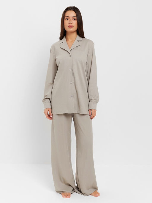 Костюм женский: рубашка, брюки, топ, KAFTAN Base, размер 42, серый