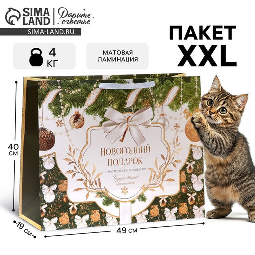 Пакет ламинированный горизонтальный Новогодний подарок, XL 49 40 19 см - Дарите счастье фото 8