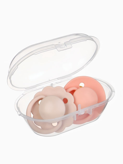 Соски-пустышки, от 6 мес., латекс, классические, в контейнере, набор из 2 шт., нюд/персиковый, M&B