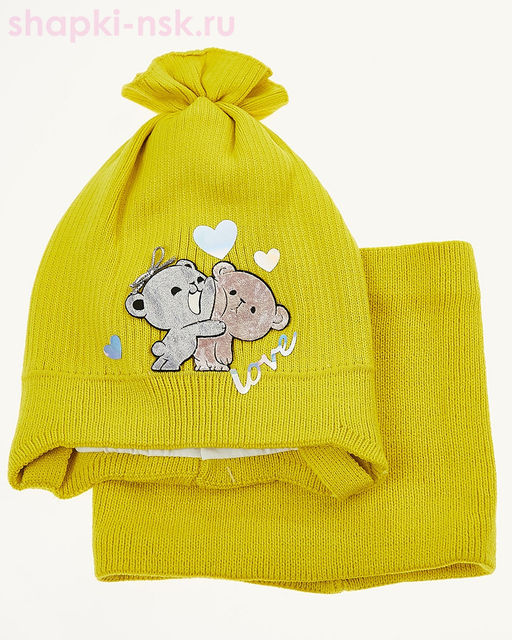 01-46-E Комплект для девочки (шапка+снуд) (48-52)