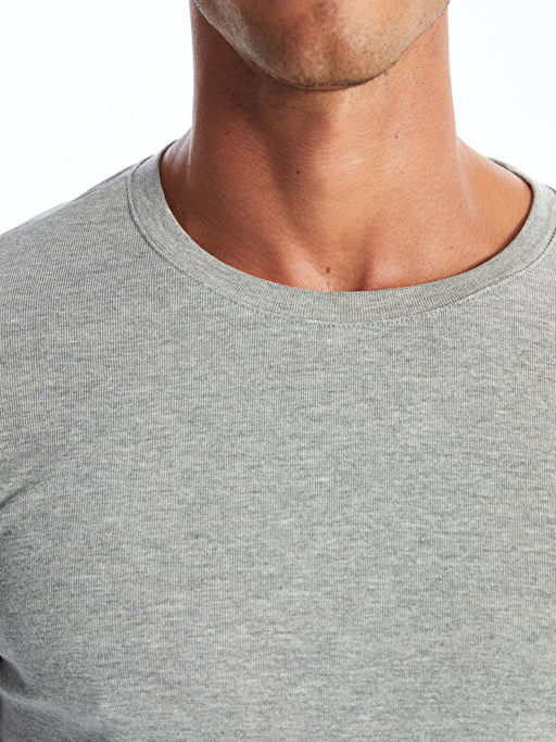 Bisiklet Yaka Uzun Kollu Penye Erkek Ti??rt