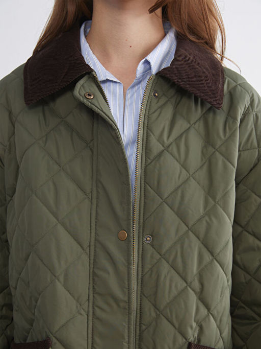 Kadife G?mlek Yaka Oversize Kad?n ?i?me Mont