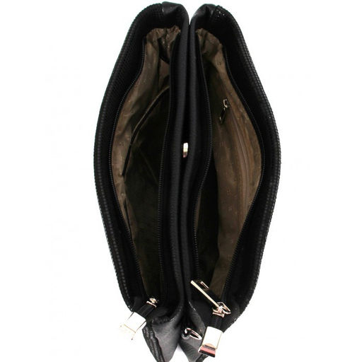 Сумка женская натуральная кожа ADEL-72 (отделка - ИСК/КОЖА), 3отд, плечевой ремень, черный 262933 - Adelia фото 3