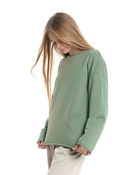 Толстовка с необработанными краями 22-2016 фисташковый - Mini maxi фото 12