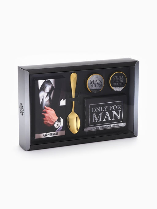 Подарочный набор Only for man: крем-мед с апельсином и хлопком, орехи в шоколадной глазури 70 г, чай чёрный, ложка - Фабрика счастья фото 8