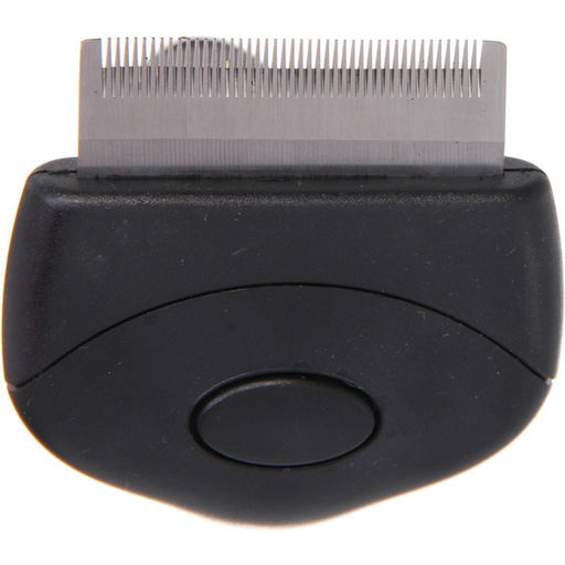 Расческа - фурминатор с кнопкой самоочистки для животных "ПРОФФ - МОЙ БРО", прорезиненная ручка, цвет черный, 6*14,5см