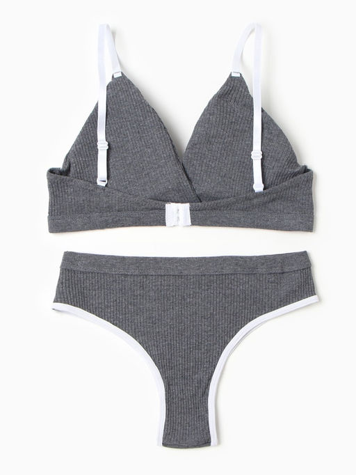 Комплект нижнего белья женский (топ, трусы) Collorista, тёмно-серый, размер 44-46