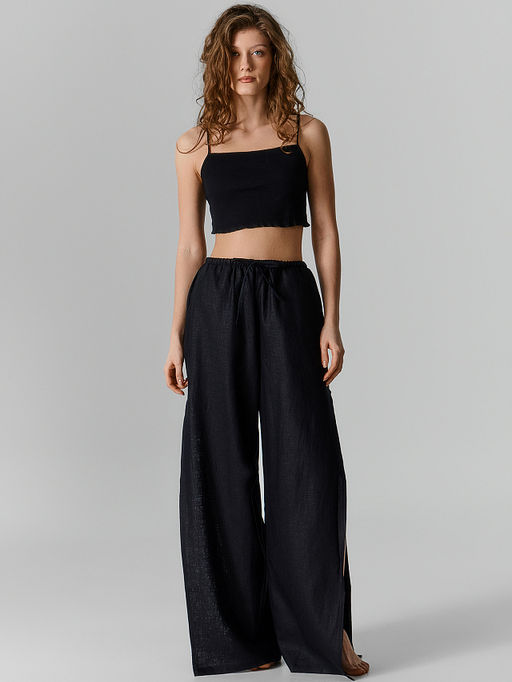 Брюки домашние женские с боковыми высокими разрезами