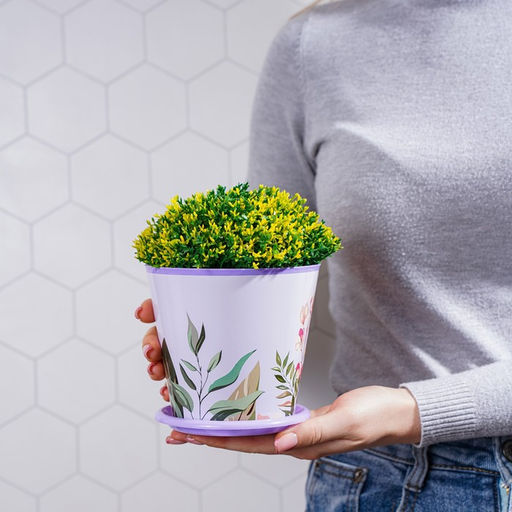 Цена за 2шт. Горшок для цветов Доляна Тропический лес, 800 мл, цвет лиловый