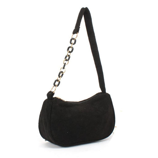 Сумка женская текстиль LIU-03 (багет) -mpl,  1 отд  вельвет черный  254099 - Rst фото 2