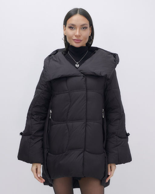 Куртка зимняя женская с большим капюшоном модная черного цвета 7739Ch - Visdeer фото 3