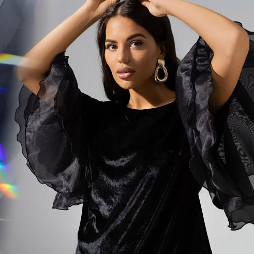 Блуза из бархата и органзы Молниеносная влюбленность (black) - Charutti фото 4