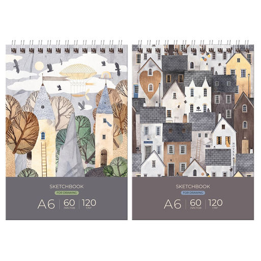 Скетчбук А6 60л. 120г/м, на гребне "Хюгге" (СА660гр_58070, BG)