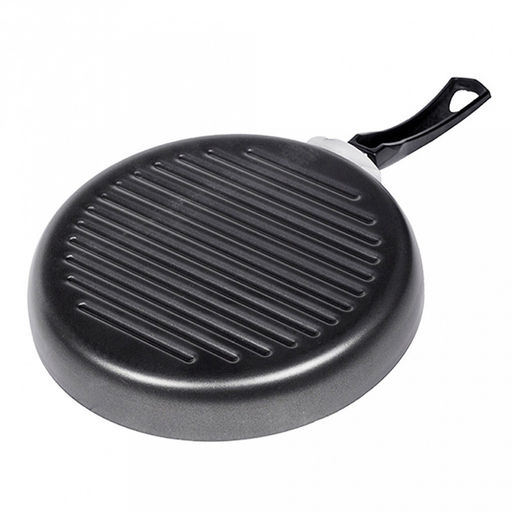 "ХИТ" Сковорода-гриль с антипригарным покрытием д26см, h4см, s1,8мм, бакелитовая ручка (Россия)