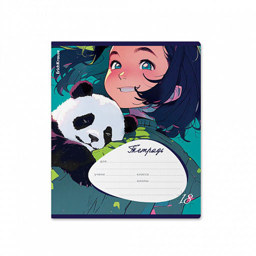 Цена за 10 шт. Тетрадь школьная ученическая ErichKrause Panda Hugs, 18 листов, клетка (в плёнке по 10 шт.)_MIX-PACK  фото 6