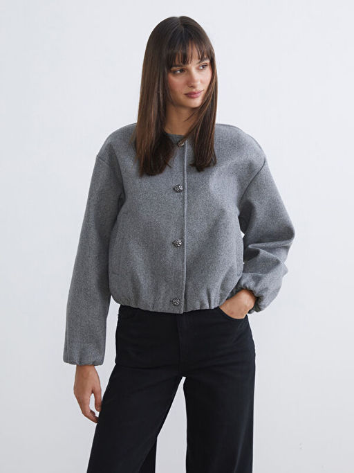 Bisiklet Yaka Kad?n Bomber Ka?e Ceket