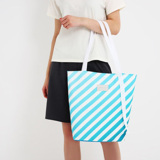 Сумка-шопер пляжная Nazamok, в полосочку, 39×32 см, голубая