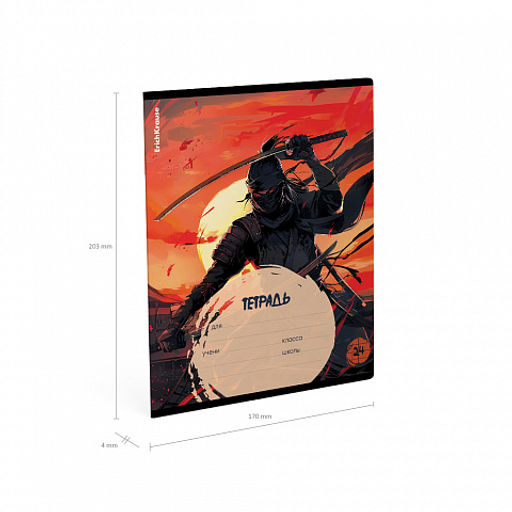 Цена за 10 шт. Тетрадь школьная ученическая ErichKrause Samurai, 24 листа, клетка (в плёнке по 10 шт.)_MIX-PACK фото 10