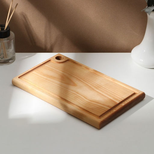 Доска разделочная деревянная с кровостоком Adelica, 26×16×2 см, покрыта маслом, цельная берёза