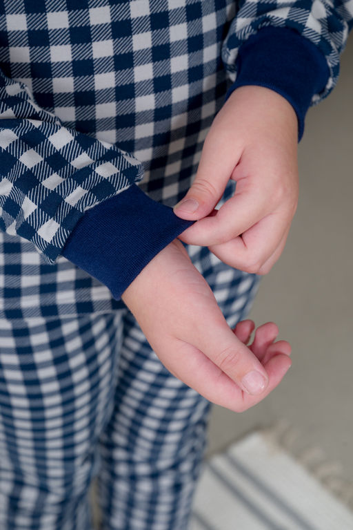 Пижама подростковая из кулирки пенье на манжетах Дрёма клетка синяя - Амадэль фото 41