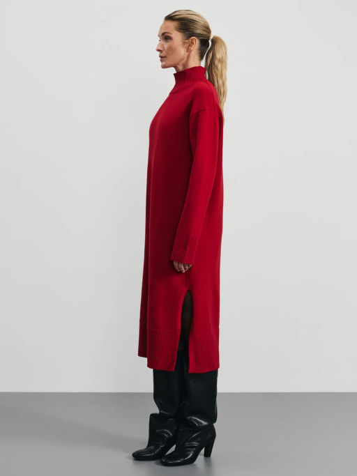 Вязаное платье миди с воротником-стойкой / Zarina  фото 3