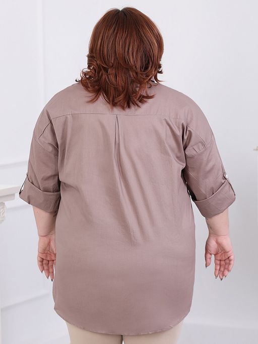 Рубашка оверсайз женская большого размера - Almond фото 2