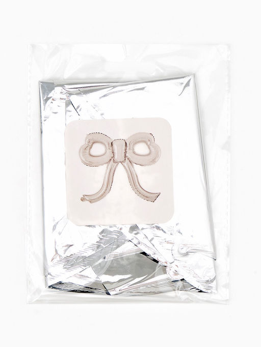 Цена за 2 шт. Воздушный шар фольгированный 22" «Бант», серебро