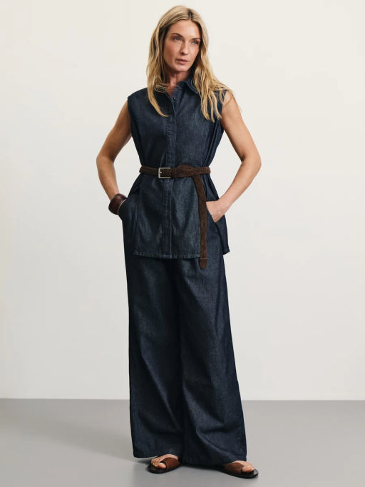 Джинсовая рубашка без рукавов / Zarina  фото 6