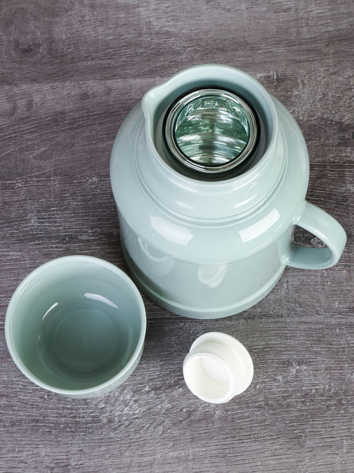 Термос 1 л со стеклянной колбой Ретро / B-929 /уп 20/ Лазурный