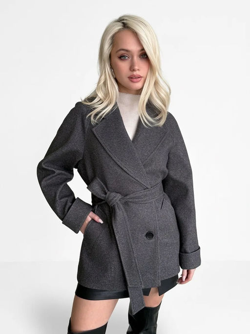 Пальто женское демисезонное 27220 (серый точка)