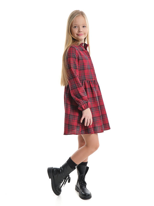 Платье для девочки нарядное детское праздничное UD 8077 красная клетка - Mini maxi фото 6