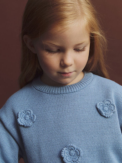 Bisiklet Yaka Nak??l? Uzun Kollu K?z ?ocuk Kazak