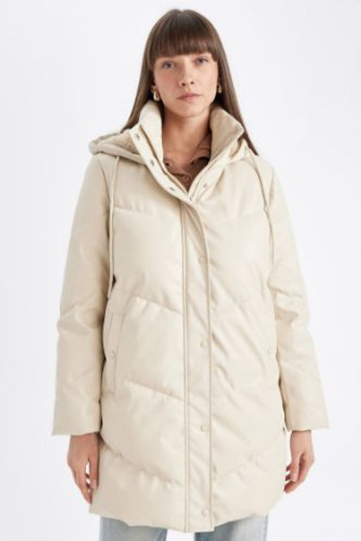 Su Itici Uzun Sisme Mont Parka Is? Yal?t?ml? Kapitoneli Kapusonlu Puffer