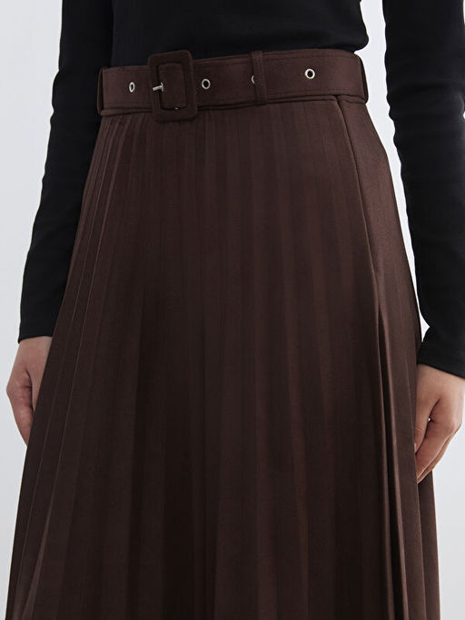 Beli Fermuarl? S?et G?r?n?ml? Pileli Etek