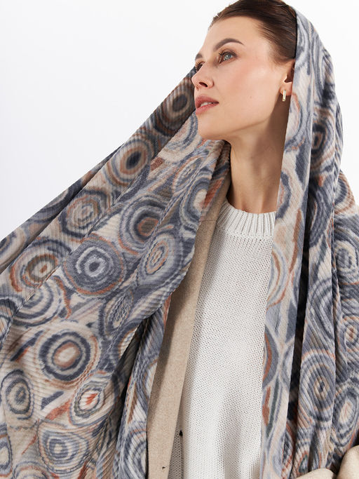 Большой, мягкий, тонкий и очень нежный двусторонний палантин с рисунком - Tantino фото 8