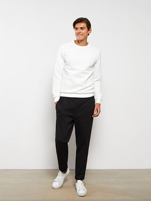 Bisiklet Yaka Uzun Kollu Erkek Sweatshirt