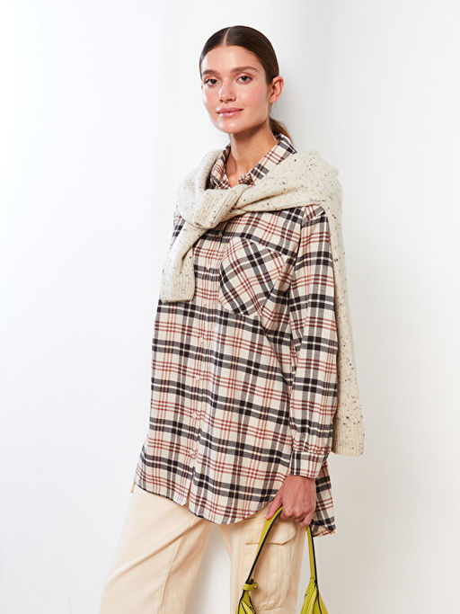 Ekose Oversize Kad?n Oduncu G?mlek