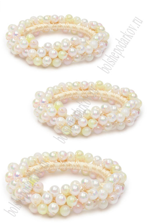 Резинки с бусинами для волос 5 см (3 шт) SF-8013, мультиколор №4