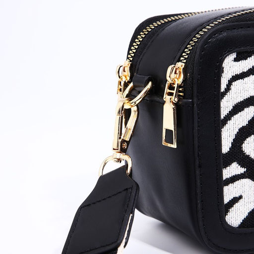 Сумка женская кросс-боди на молнии, 18×7×16 см, с животным принтом, чёрная